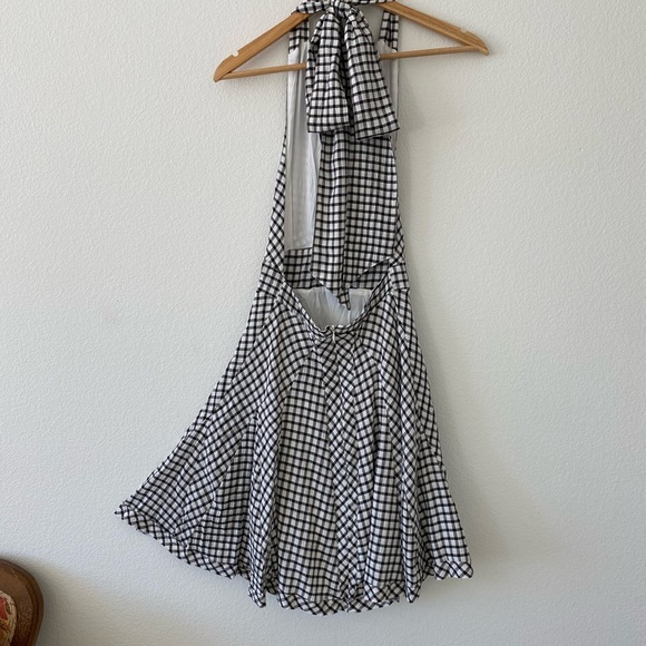 Miou Muse Black and White Gingham Checked Halter Dress - Picture 4 of 12